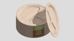 Disposable Paper Plates Low Poly PBR food, fruit, storage, plate, packaging, recycling, paper, aluminum, aluminium, pan, tray, vr, ar, fastfood, recycle, package, foil, disposable, junkfood, asset, game, container