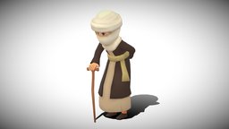 Stylized NPC rpg, toon, egypt, indian, desert, elder, npc, arab, grandmother, persian, game-ready, grandpa, jrpg, grandma, game-asset, topdown, grandfather, character, handpainted, cartoon, game, lowpoly, mobile, gameasset, stylized, fantasy, gameready, noai