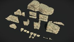 Big Arid Cliff Rock Wall Modules landscape, detail, long, mountain, big, cliff, realistic, nature, large, photoscan, photogrammetry, 3d, model, scan, stone, rock, wall