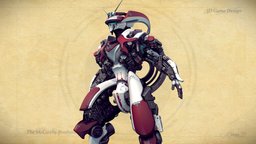 Paladin mech, robotics, robotic, droid, mecha, machine, ai, game-ready, weapon, character, game, gameart, gameasset, robot, gameready, splitgate, 1047games, 1047