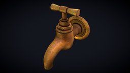 SEMI-REALISTIC: Tap garden, outside, water, copper, tap