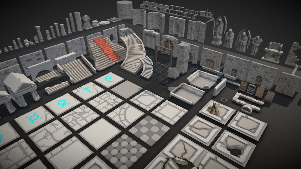 POLYGON - Dungeon Props. This awesome asset collection includes 189 assets for use in your project. There is also colour variation textures included! 




Our POLYGON series has a hybrid low poly style look with a cartoon edge.




See the full trailer here: https://www.youtube.com/watch?v=ACBH9wTBQbU - POLYGON - Dungeon Modular Floor and Wall tiles - Buy Royalty Free 3D model by Synty Studios (@syntystudios) 3d model