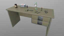 Doctor Table lamp, blood, clinic, desk, doctor, aid, collection, furniture, table, hospital, friday, medicine, bottles, pressure, stethoscope, syringes, blackfriday, substancepainter, substance, medical, black