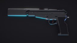 SCIFI Gun hard, surface, firearm, millitary, combat, pistol, weapon, minecraft, war, noai