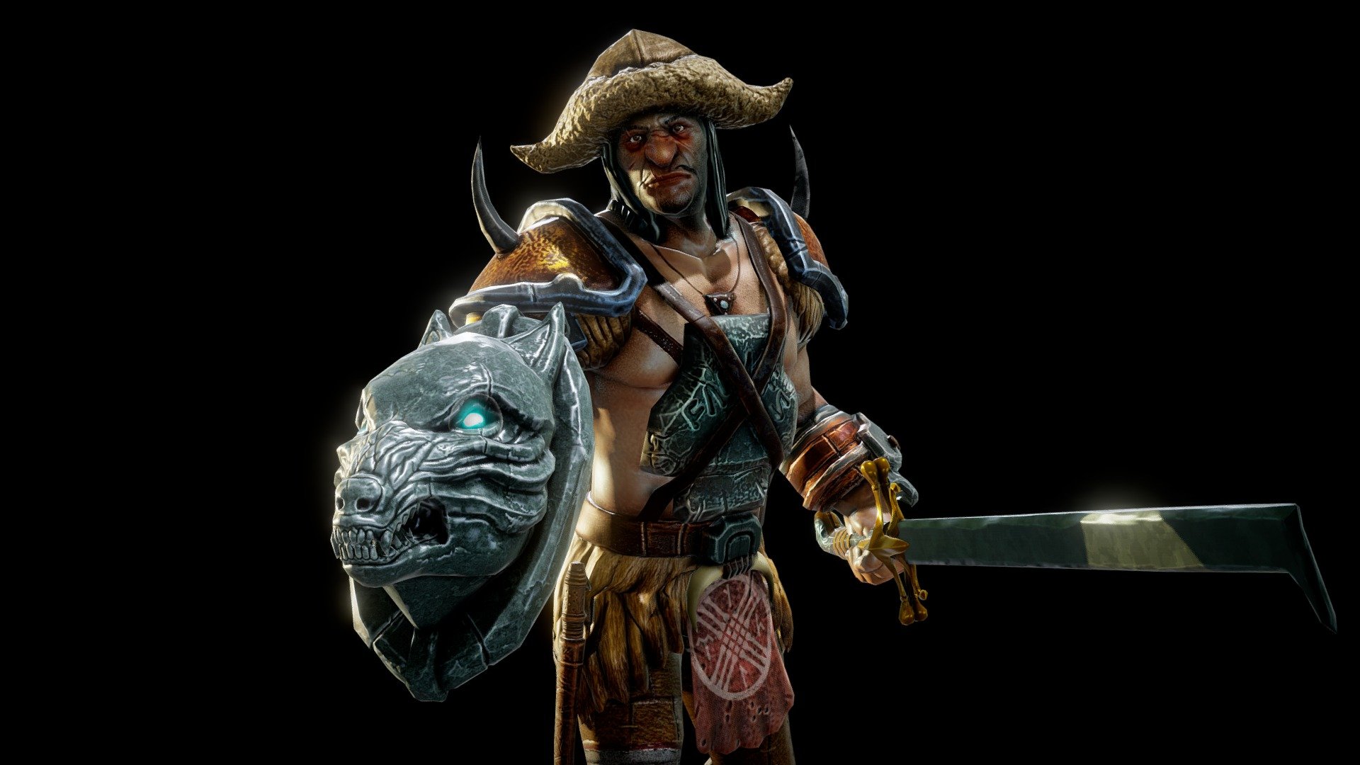 a character i made for a upcoming moba, there wont be any close angles at all so facial details etc are not so sharp. Sword will be glowing with particles etc 3d model