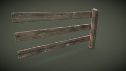 Old Wood Fence fence, apocalyptic, gameprop, woodfence, gameasset, wood, modular