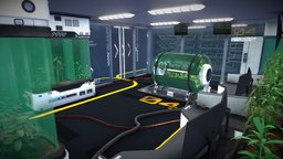 BioLaB scene, experiment, fiction, plants, biology, lab, unreal, level, cyber, laboratory, cyberpunk, mid, clean, foliage, bio, science, scientific, maya, glass, low, poly, design, test, modular