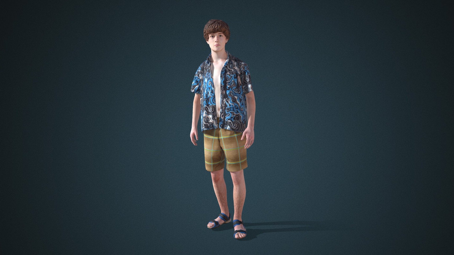 Do you like this model?  Free Download more models, motions and auto rigging tool AccuRIG (Value: $150+) on ActorCore
 

This model includes 2 mocap animations: Modern M_Talk,Male_walk. Get more free motions

Design for high-performance crowd animation.

Buy full pack and Save 20%+: Beachwear Vol.2


SPECIFICATIONS

✔ Geometry : 7K~10K Quads, one mesh

✔ Material : One material with changeable colors.

✔ Texture Resolution : 4K

✔ Shader : PBR, Diffuse, Normal, Roughness, Metallic, Opacity

✔ Rigged : Facial and Body (shoulders, fingers, toes, eyeballs, jaw)

✔ Blendshape : 122 for facial expressions and lipsync

✔ Compatible with iClone AccuLips, Facial ExPlus, and traditional lip-sync.


About Reallusion ActorCore

ActorCore offers the highest quality 3D asset libraries for mocap motions and animated 3D humans for crowd rendering 3d model
