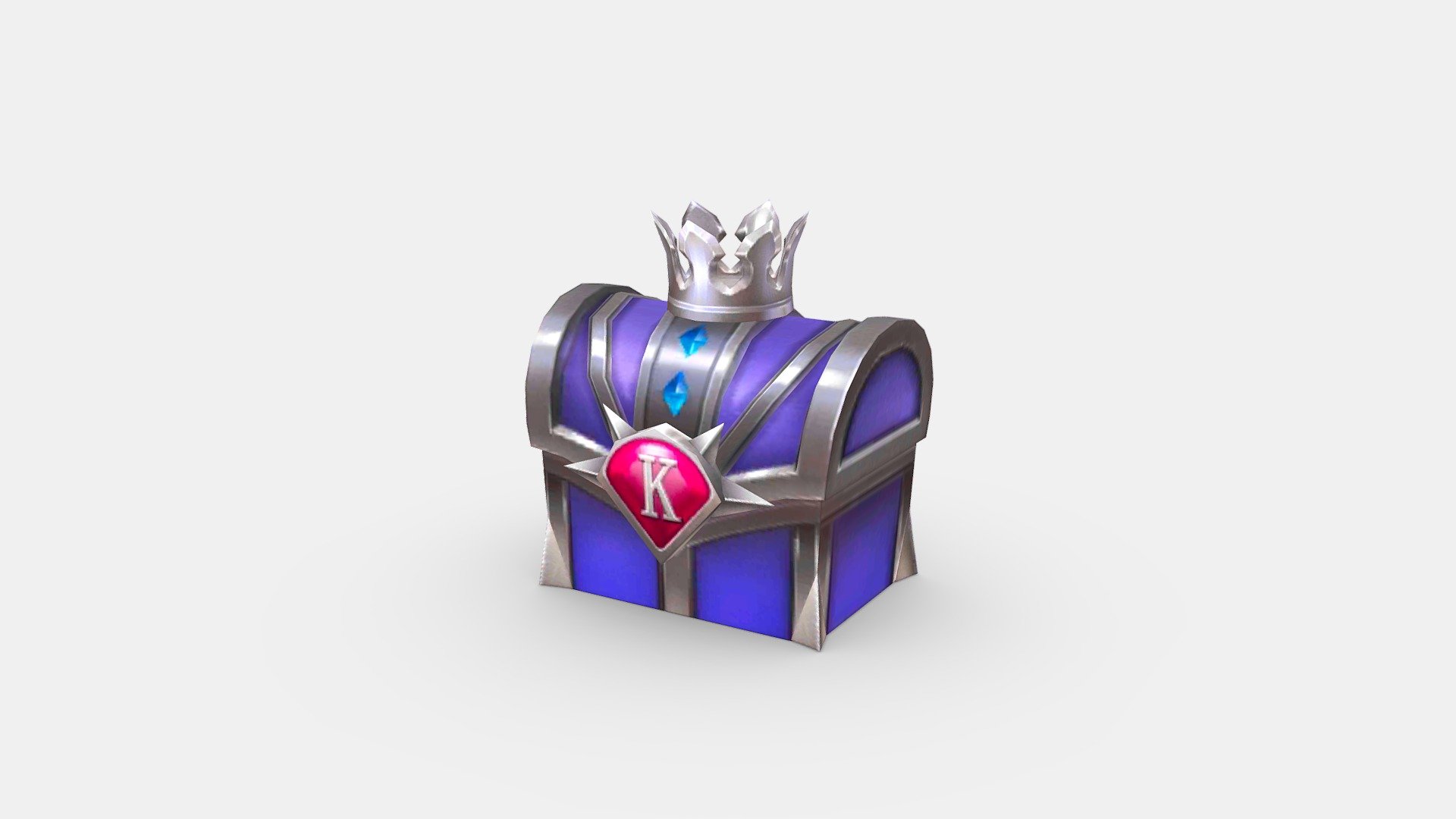 Cartoon Crown Silver Treasure Chest - Metal Treasure Box - Cartoon Crown Silver Treasure Chest-Treasure Box - Buy Royalty Free 3D model by ler_cartoon (@lerrrrr) 3d model