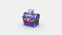 Cartoon Crown Silver Treasure Chest-Treasure Box chest, money, treasurechest, wealth, lowpolymodel, treasurebox, pirate