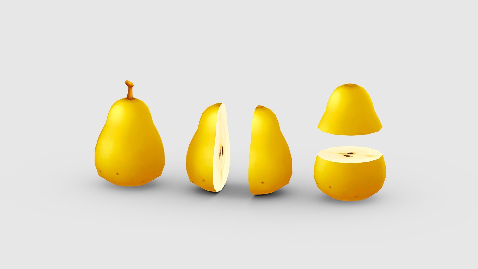 Cartoon yellow pear and slice Low-poly 3D model - Cartoon yellow pear and slice Low-poly 3D model - Buy Royalty Free 3D model by ler_cartoon (@lerrrrr) 3d model