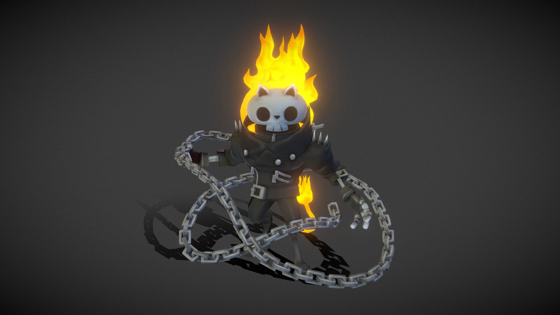 Unrigged files : https://sketchfab.com/3d-models/cat-skull-ghost-rider-unrigged-3f242c80ab6c43388abbce4e27806259 - Meowniverse - Ghost Rider - Buy Royalty Free 3D model by JojoInMess 3d model