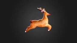 Gingerbread Reindeer 2 (LowPoly) christmas, reindeer, gingerbread, retopologized, photogrammetry, blender, scan, polycam