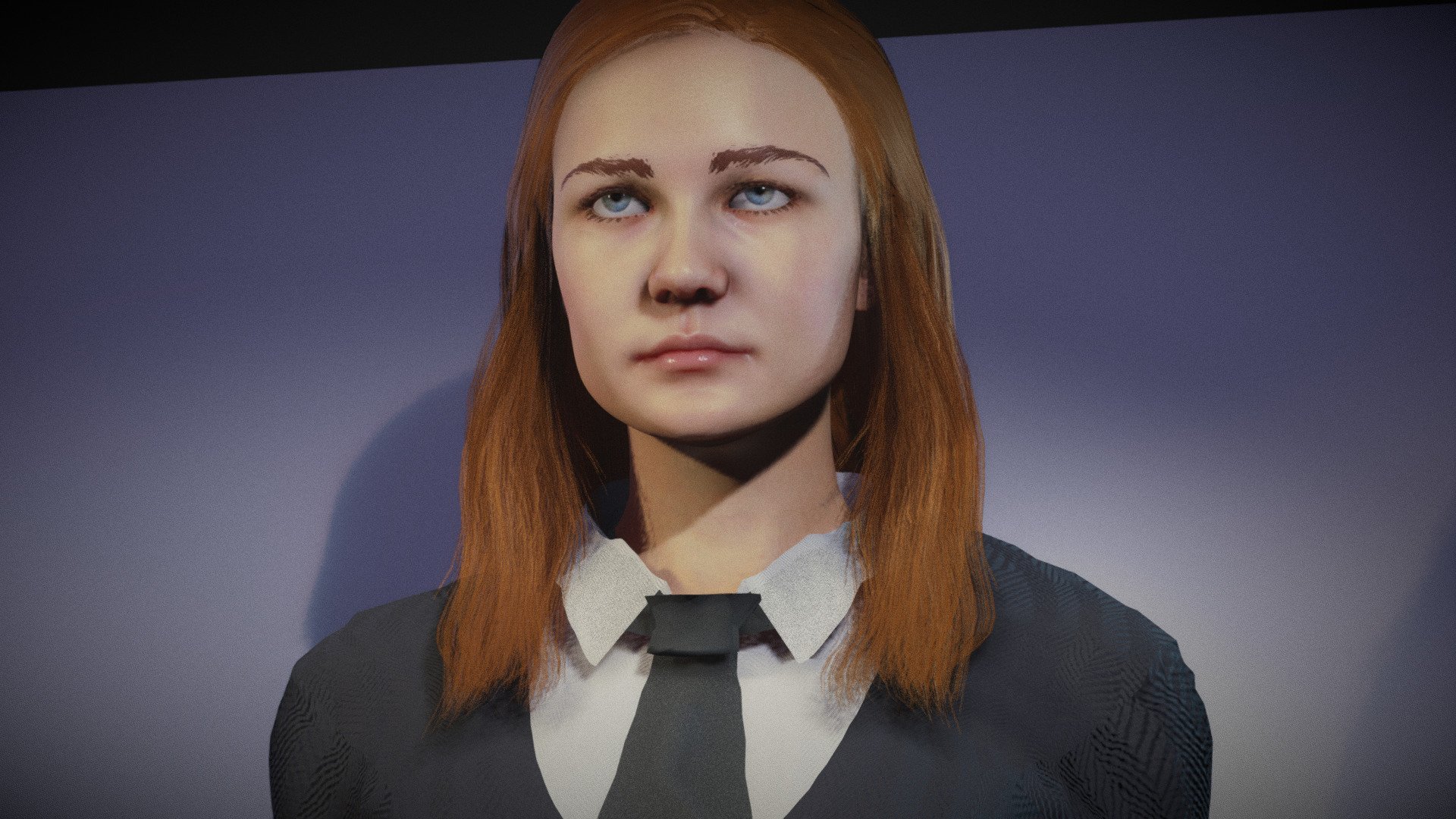 Female University Student Girl in Skirt  girl 3D model. Basic animation loop.  Model in Blender file. Body Fully rigged, face basic rig. SSS subsurface scattering. mixamo bone names for animation. Blend file format. (you can export to any format from blender) 3d model