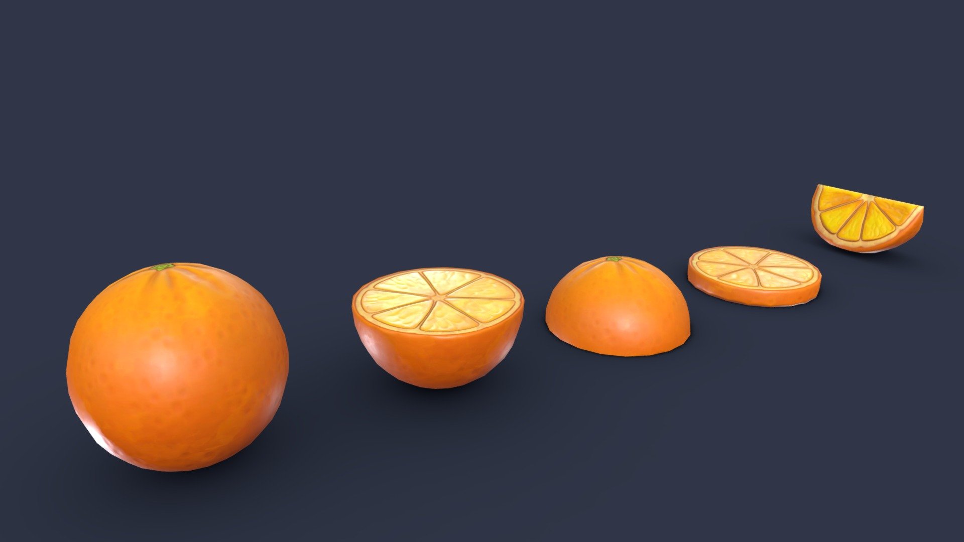 This asset pack contains 5 different orange meshes. Whether you need some fresh ingredients for a cooking game or some colorful props for a supermarket scene, this 3D stylized orange asset pack has you covered! 🍊

Model information:




Optimized low-poly assets for real-time usage.

Optimized and clean UV mapping.

2K and 4K textures for the assets are included.

Compatible with Unreal Engine, Unity and similar engines.

All assets are included in a separate file as well.
 - Stylized Orange - Low Poly - Buy Royalty Free 3D model by Lars Korden (@Lark.Art) 3d model