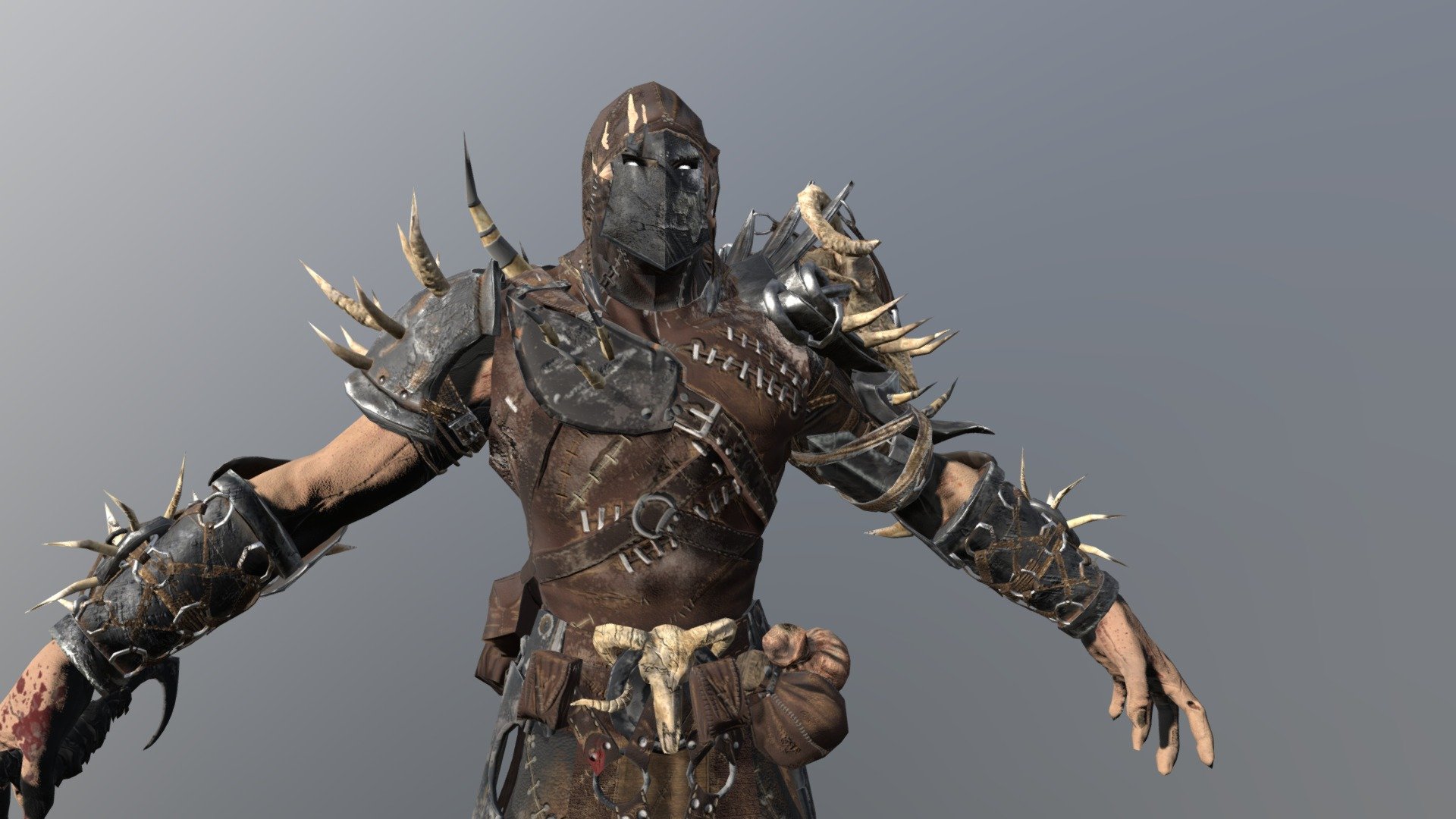 Low-poly model of the character Punisher
Suitable for games of different genre: RPG, strategy, first-person shooter, etc.
In the archive, the basic mesh (fbh and maya)

Textures of different parts of armor 2048x2048
Weapon 2048x2048
Body 4096x4096
If desired, the texture can be compressed to 1024x1024 without much loss of quality

In the model it is desirable to use a shader with a two-sided display of polygons.

The model contains 41 animations
atack (x17)
walking (x3)
running (x3)
quiet step (x2)
Straight (x2)
rage
idle (x5)
death (x5)
dodge
getting hit
jump

faces 22867
verts 22166
tris 40770 - Punisher - Buy Royalty Free 3D model by dremorn 3d model