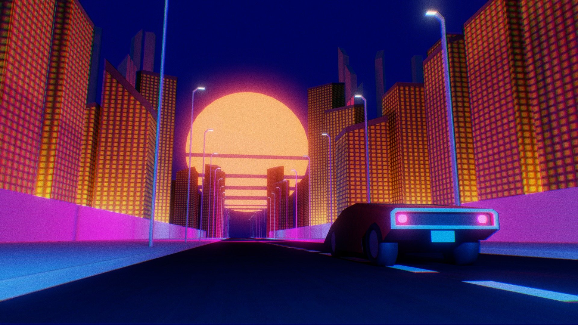 Vaporwave Car Scene modeled and textured in Blender

The scene has baked in textures 3d model