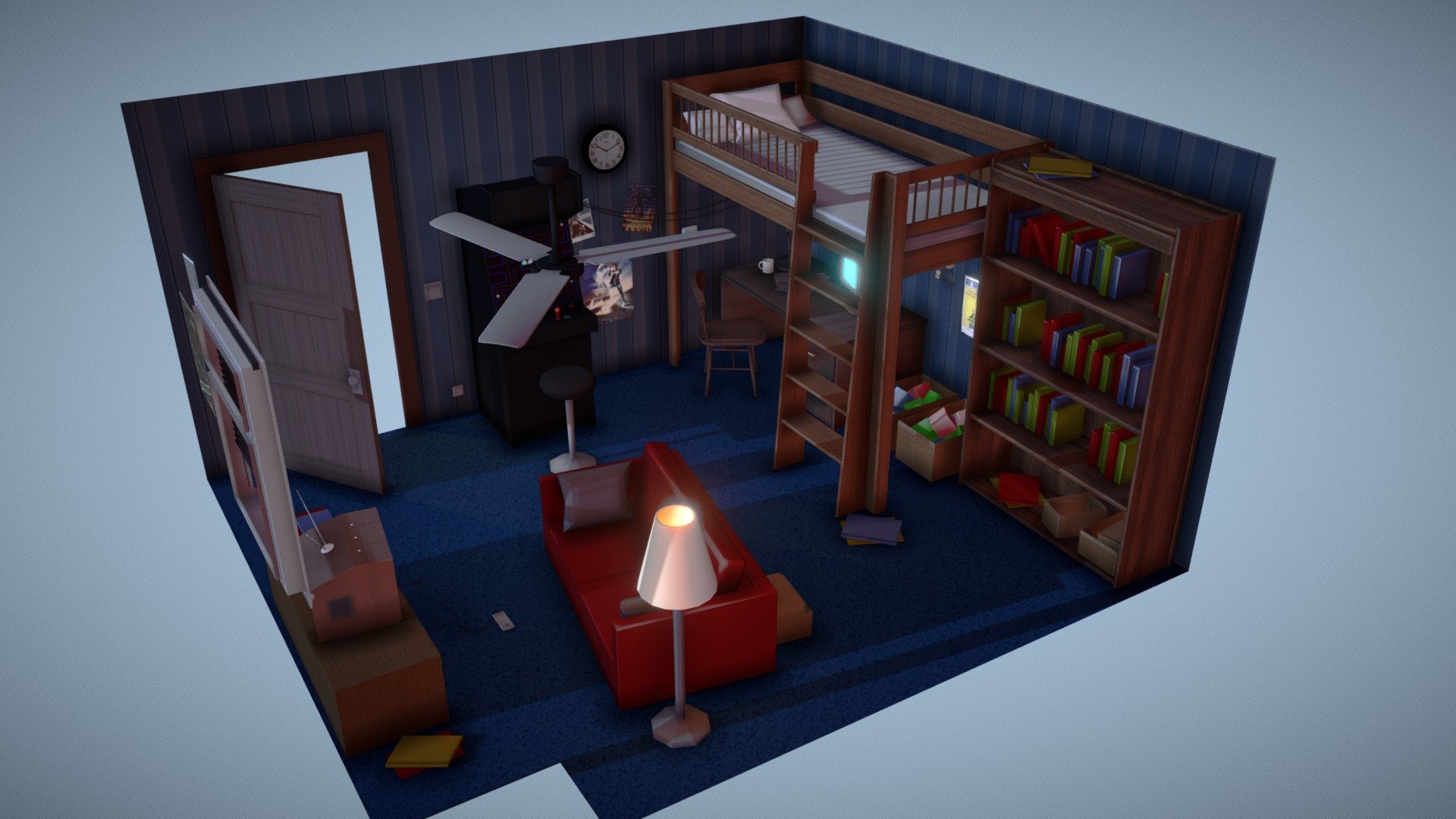Small scene of a gaming room

Music credits : Kings of Leon - WALLS  (Instrumental) - Gaming Room - 3D model by Vincent (@vboichut) 3d model