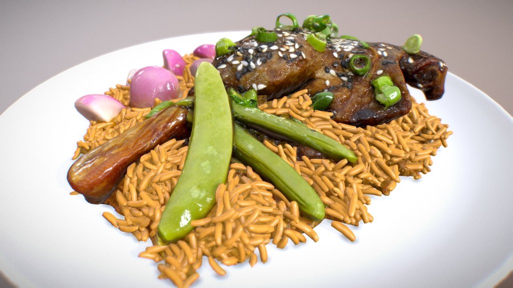 Experience Air Canada’s Dreamliner outstanding onboard food in Virtual Reality
Air Canada - Business Class Meal: Hoisin glazed duck, ginger fried rice, spring radish, scallion, sesame.
More information: https://neutral.digital/portfolio/air-canada-virtual-reality/ - Hoisin Glazed Duck | 3D Scan - 3D model by neutraldigital 3d model