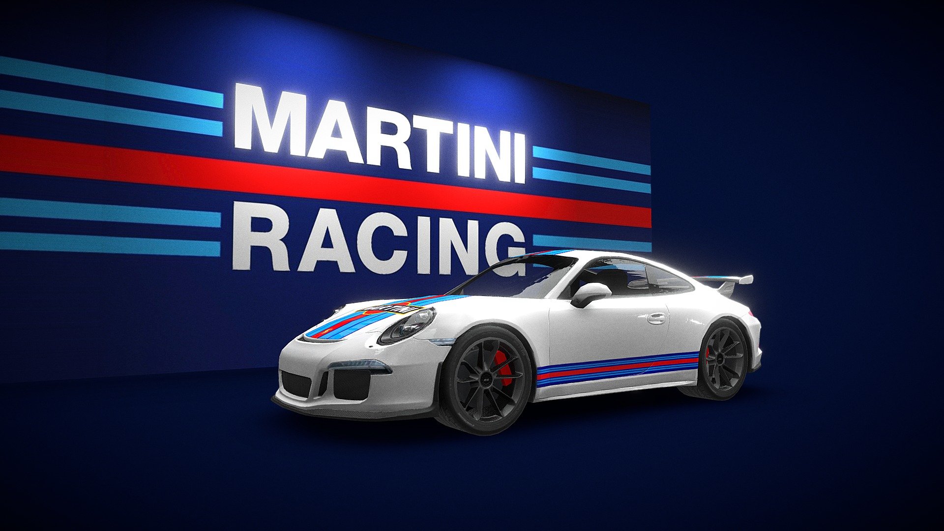 Low poly model of Porsche 991 GT3. 
1k texture for the body, 256 for the wheels and 128 for the front lights. 
6346 triangles 3d model