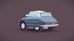 citroen DS citroen, vehicule, vintage, 70s, low-poly, cartoon, car, stylized, modo