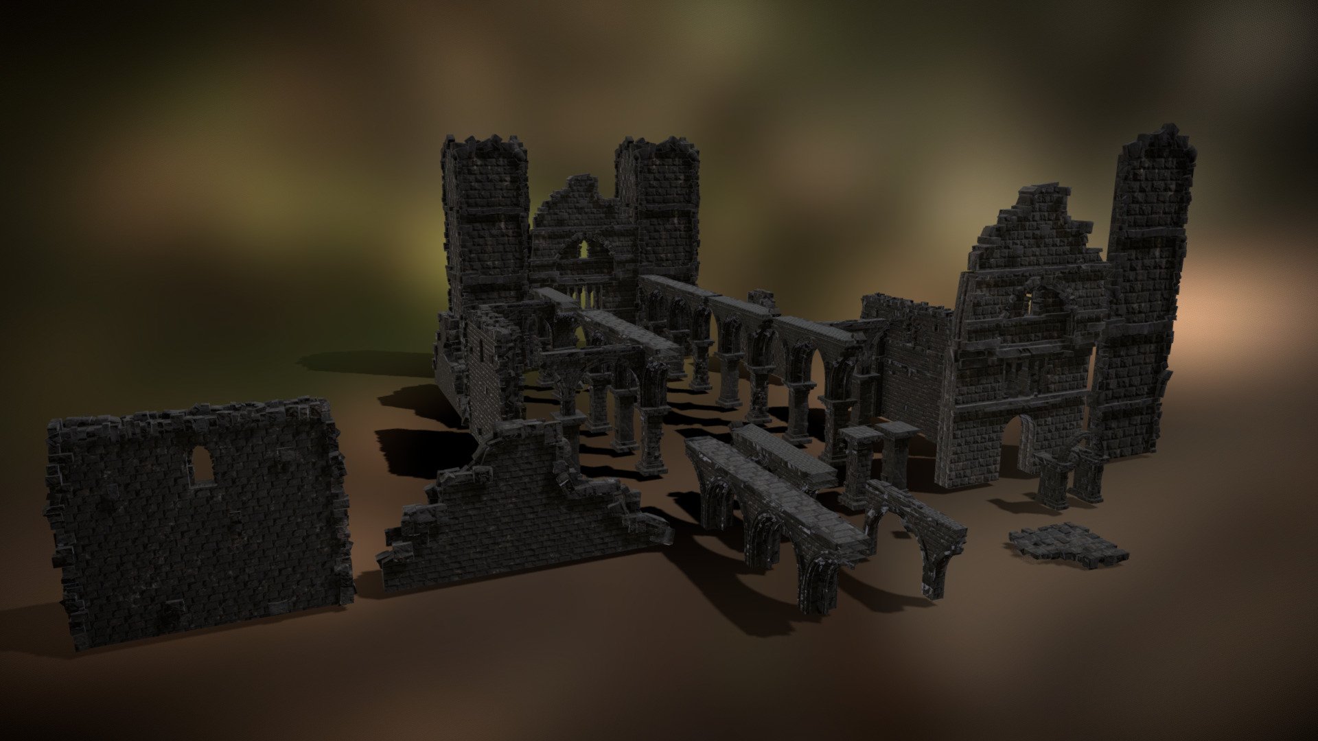 These assets are heavily inspired by what you can see in Elden Ring ruins.
The scene was mostly built to practice environment design, but it's still done with modularity in mind - Old Church Ruins - Download Free 3D model by H.Foucault 3d model