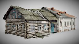Country House A as1 wooden, exterior, damaged, house-model, wooden-house, architecture, house, village