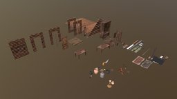 Wooden House Modulus Building Props wooden, props, modules, house