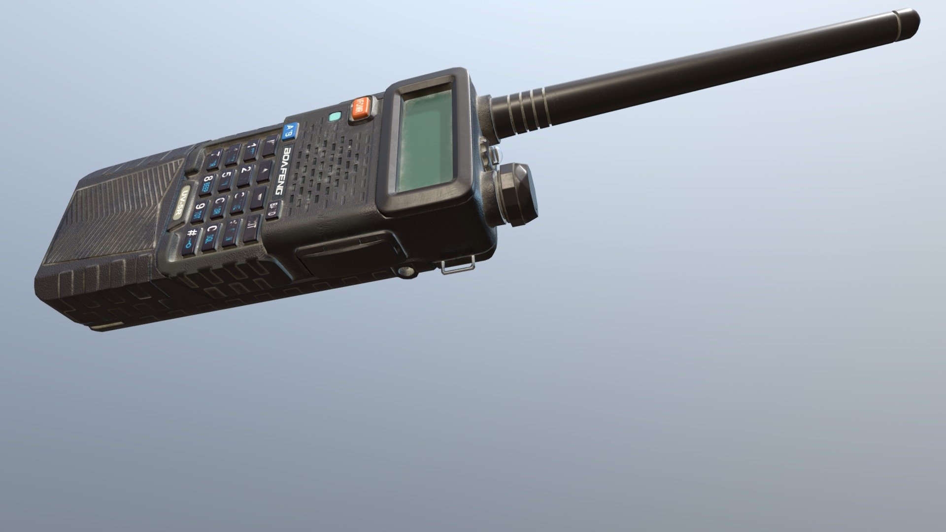 Baofeng Radio model. Worn out textures as well as clean/new textures avaiable as additional files.

Textures specs:
4096x4096
.TGA

Textures avaiable:
Base Color
Ambient Oclusion
Metalness
Normal
Roughness
ORM Merged - OclusionRoughnessMetalness
Emissives
Three version of the textures: Main radio, Battery pack, and both merged - Baofeng Radio Walkie-talkie - Buy Royalty Free 3D model by 4chieve 3d model