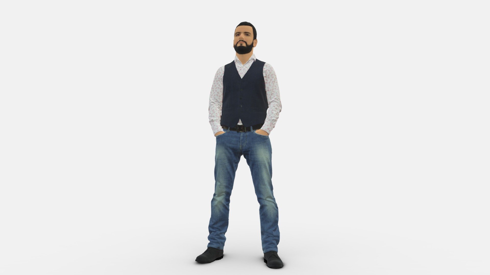 We provide unique 3d scanned models with realistic proportions for closeup and medium-distance views in artworks, paintings and classes. As well as architectural visualization projects.

Main features:




high-end realistic 3d scanned model;

realistic proportions;

highest quality;

low price;

saves you time for more time in landscaping and interiors visualization.

FEATURES 




3d scanned model 

Extremely clean

Edge Loops based

smoothable

symmetrical

professional quality UV map

high level of detail

high resolution textures

real-world scale

system unit: cm

TEXTURES 




Textural Resolution: 4096 x 4096

Color Map

The model is suitable for stereolithography 3d printing 

The model is also ready for fullcolour 3d printing - Hands In Pockets Man 0398 - Buy Royalty Free 3D model by 3DFarm 3d model