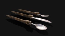 Snake King Cutlery snake, fork, spoon, king, cutlery, knife