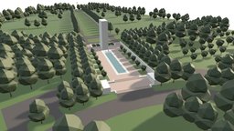 American War Cemetary Margraten landscape, netherlands, cemetery, low-poly-model