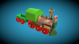 3December2020 train, fun, december, substancepainter, substance, 3d, 3dsmax, wood, choo-choo, 3december2020, 3december2020-train-set