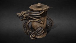 MUG mug, beer, lowpoly, dragon, gameready, wooden_art