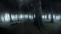 creepy misty forest  skybox 007 scene, sky, forest, 360, clouds, creepy, level, misty, panorama, leveldesign, casual, 6k, wallpaper, hdri, skybox, fog, foggy, cubemap, cartoon, stylized, anime, halloween, spooky, horror, environment, noai, createdwithai
