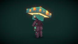 Warped Mushroom Girl mushroom, nether, pixel-art, blockbench, low-poly, minecraft, voxel, gonstergirl, warpedforest