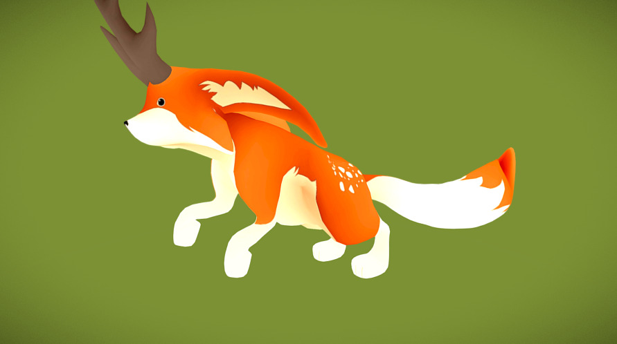 A personal version of the jackalope cryptid, that is a mix of a jackrabbit and of an antelope but which I added to it some fox. :p

Made with Blender, Inkscape and Gimp 3d model