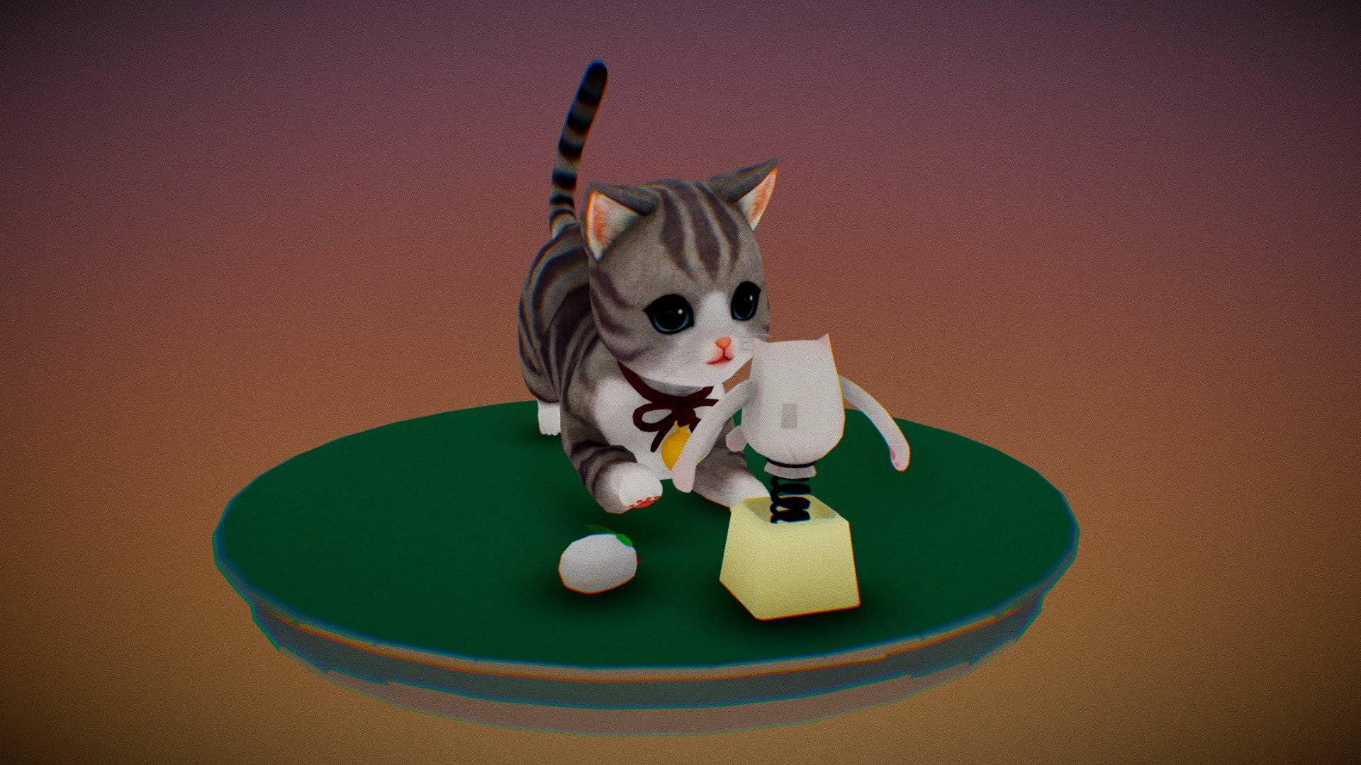 https://www.facebook.com/tinhinane.lynda/videos/2350525338611439/ - Cute kitten playing with a puppet - Buy Royalty Free 3D model by IMAKTeck-3D (@Lynda.Tinhinane) 3d model