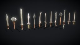 Knight set set, mace, swords, game-ready, fbx-mesh, weapon, fantasy, knight