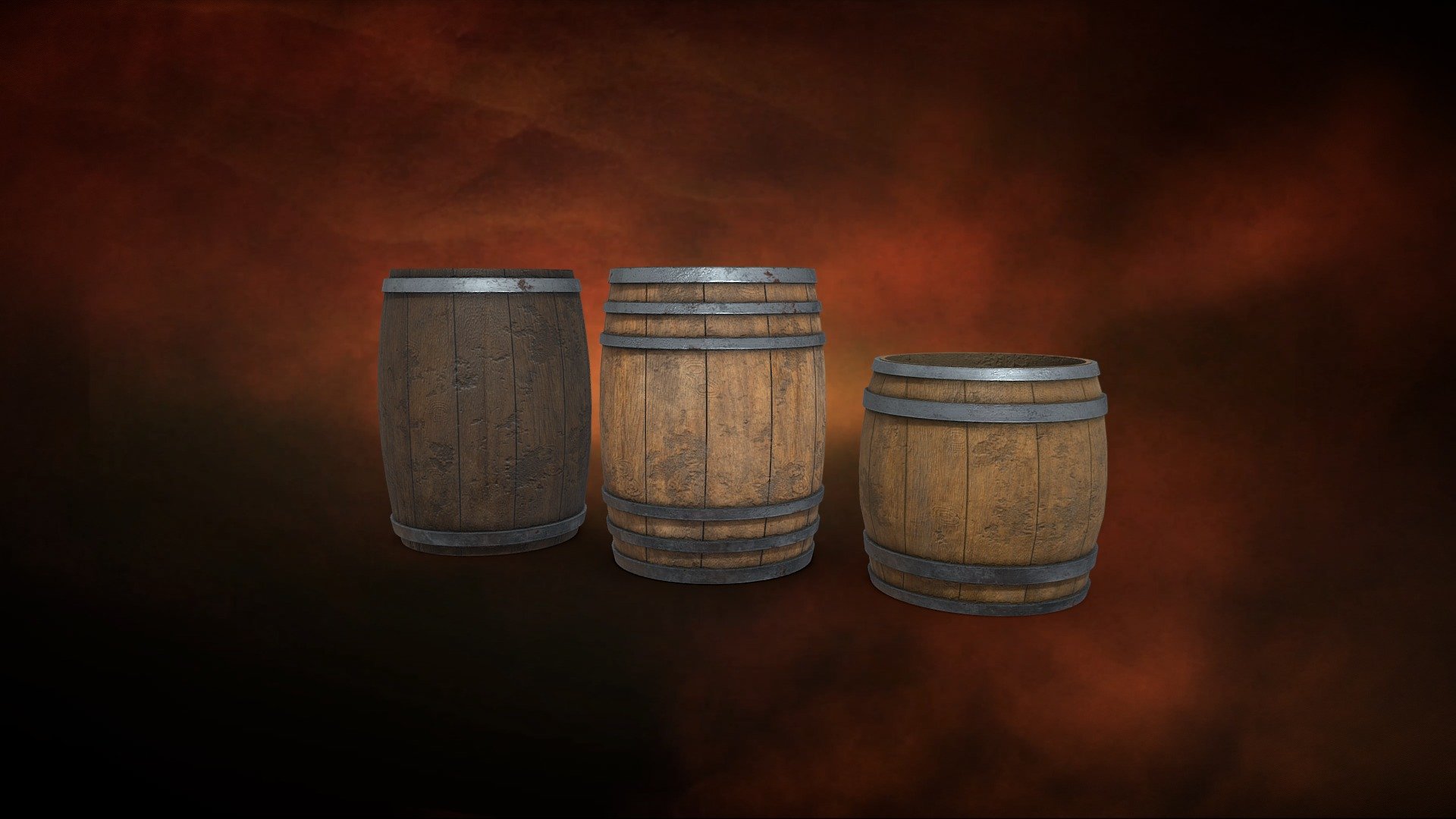 Barrels model made in 3D modeling and texturing softwares - Tonneaux - Buy Royalty Free 3D model by L'Atelier 5D (@lesateliers3d_officiel) 3d model