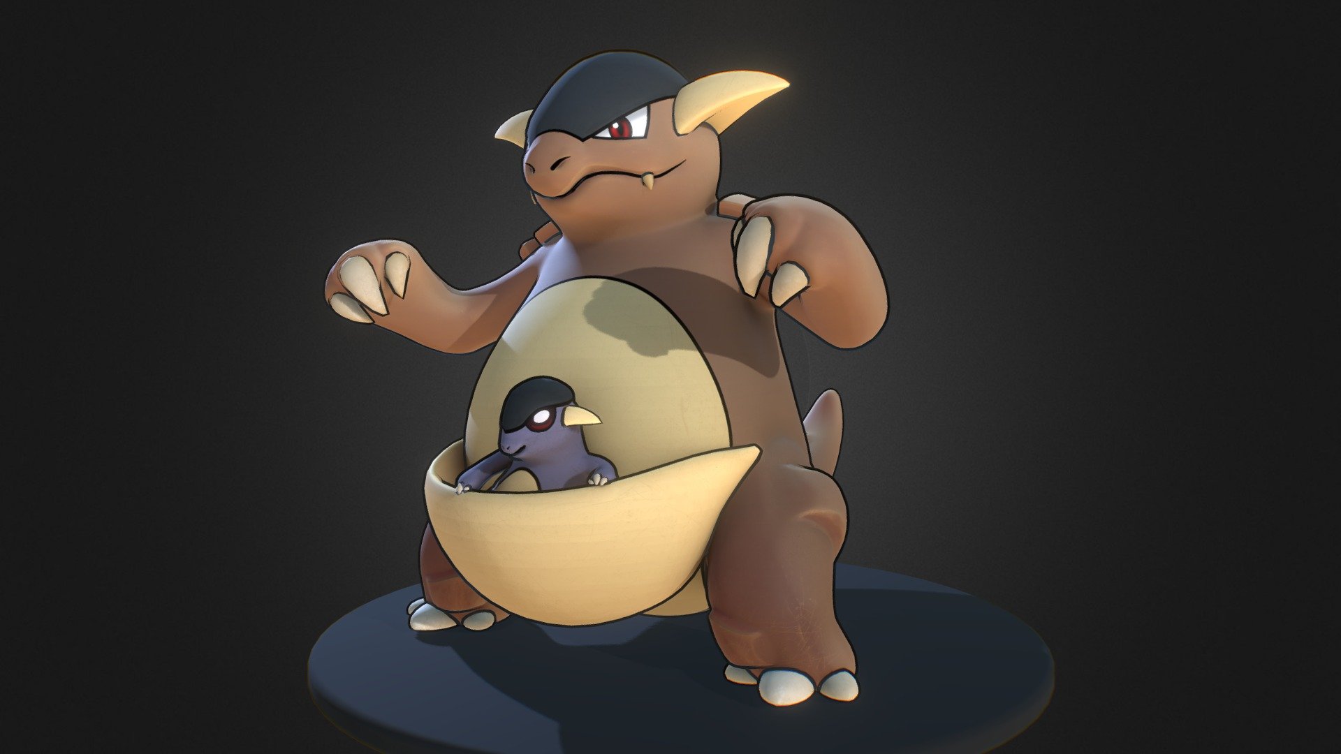 Two in one - Kangaskhan Pokemon - 3D model by 3dlogicus 3d model