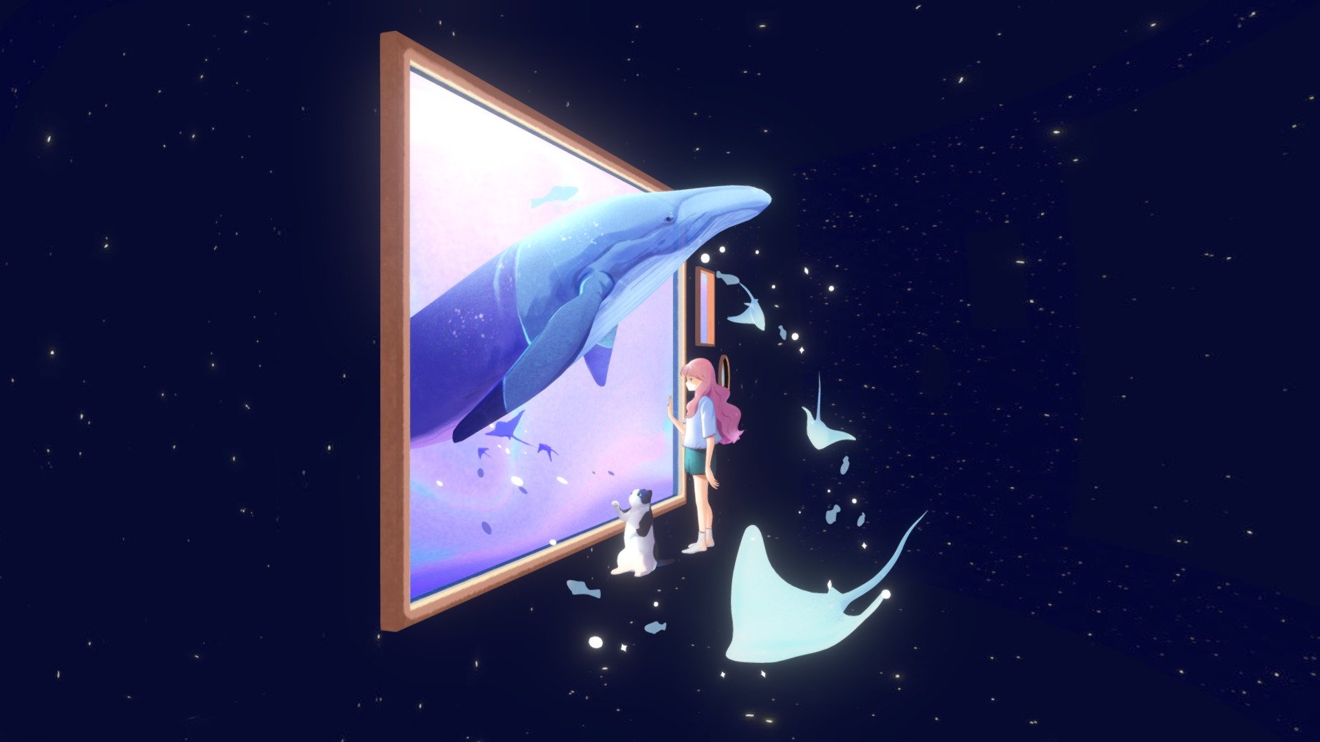 I turned one of my illustrations into 3D. Here is the viedo and original illustration!
https://www.instagram.com/p/Cr0gud5JbJj/ - The frame of dream - 3D model by Yunzhen Ho (@yunzhenho) 3d model