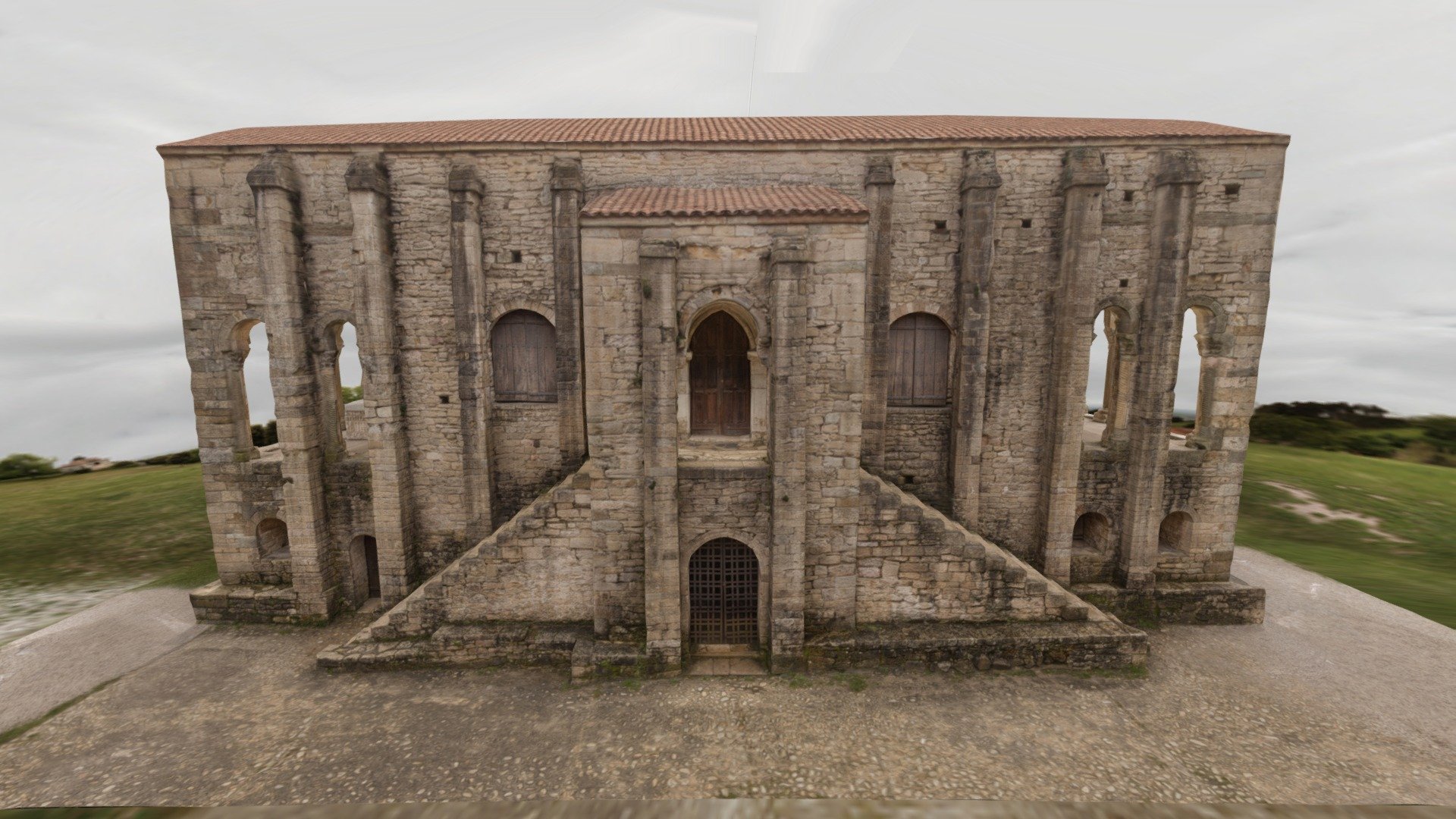 The church of St Mary at Mount Naranco



Roman Catholic Asturian pre-Romanesque Asturian architecture church on the slope of Mount Naranco situated 3 kilometres (1.9 mi) from Oviedo, northern Spain. Ramiro I of Asturias ordered it to be built as a royal palace as part of a larger complex that also incorporated the nearby church of San Miguel de Lillo, 100 meters away. It was completed in 848. Its structural features, such as the barrel vault — with transverse ribs corresponding one-to-one with contraforts at the exterior, make it a clear precursor of the Romanesque construction. The exterior decorations, as well as the use of stilted arches mark the intended verticality of the composition. It was converted into a church at the end of the 13th century.
It was declared a World Heritage Site by UNESCO in December 1985 3d model