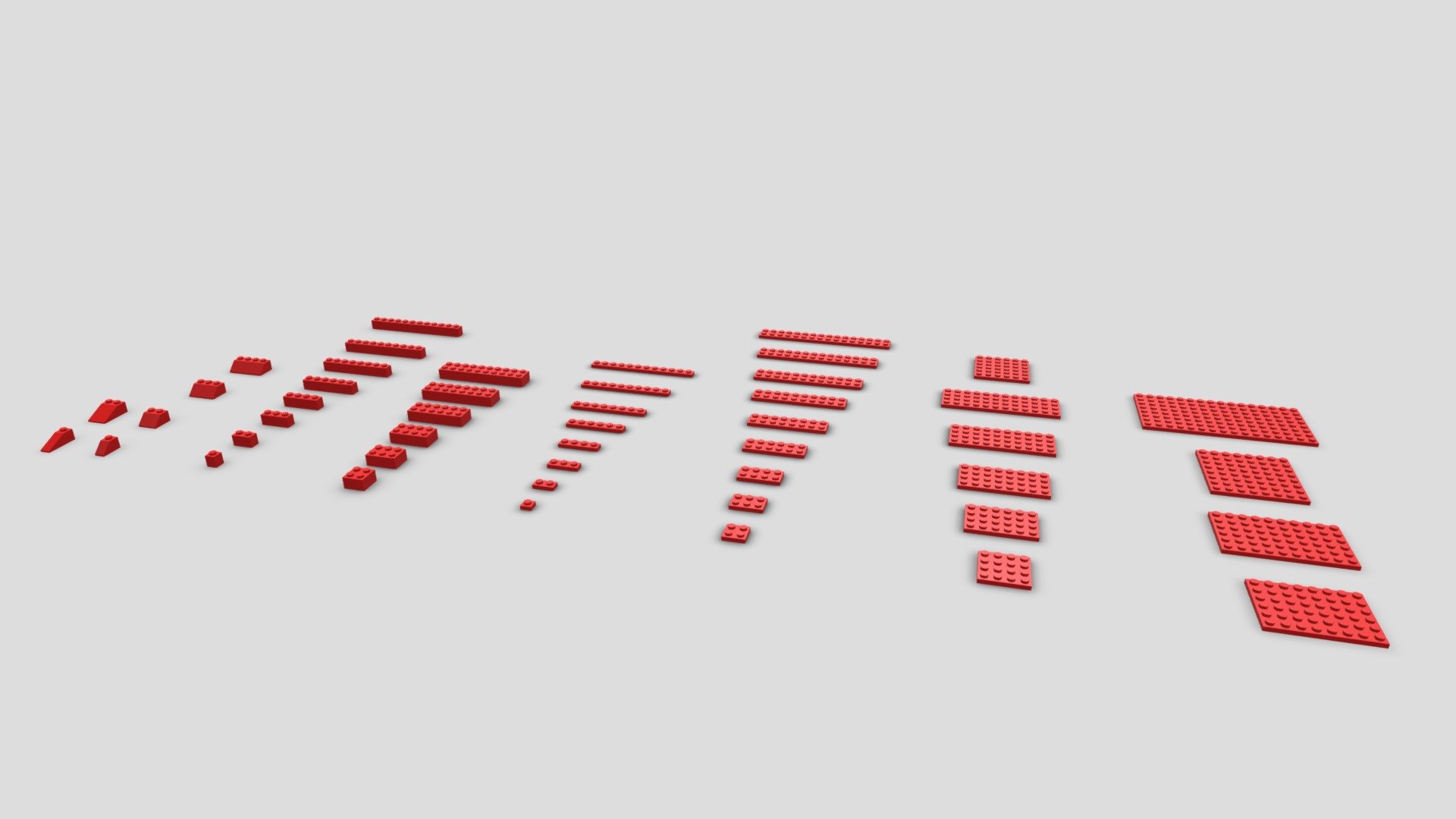 Lego Brick Collection that was created using Blender. This collection includes 47 Lego bricks that you can use to create anything you can imagine in any 3D software. All bricks are scaled using real world measurements and can be resized or duplicated to make the process easier.

Features:




Each brick uses the metalness workflow and 2K PBR textures in PNG format

Includes 47 individual bricks

Textures can be edited using any photo editing software

All bricks have been manually UV unwrapped to match their PBR textures

Includes native blend files for each brick with pre-applied textures

Includes HDRi map for lighting downloaded for free from www.hdrihaven.com 

All bricks have been exported in FBX, OBJ, GLTF, and DAE/Collada file formats

Included Textures:




AO, Diffuse, Roughness, Gloss

UVLayout

The source file that is uploaded is for demonstration use and is uploaded in FBX format. In the additional file you will find all model exports and the textures that go along with them 3d model