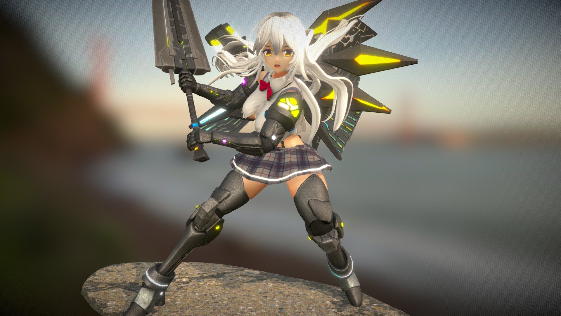 I made this original character by  ZBrush sculpting and Blender rigging - Battle Mecha Girl 01 - 3D model by bta_kelorinjo 3d model