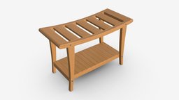 Bathroom Bench with Shelf room, modern, bathroom, wooden, style, bench, shelf, wash, bath, shower, brown, decor, minimalist, indoors, spa, 3d, pbr, home, wood, interior