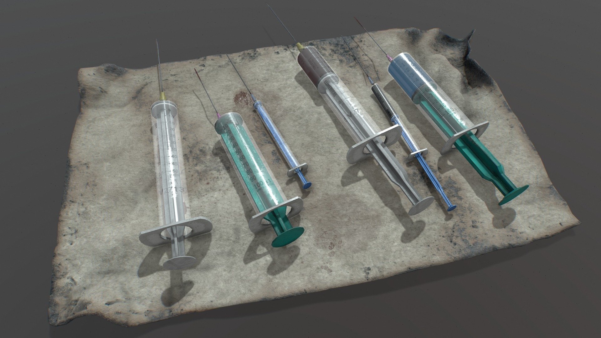 One syringe - 1816 triangles / 896 vertices (lowpoly)




Rag - 6476 triangles / 3240 vertices



Textures - 4K

Made in Blender, Textured in Substance Painter - Hospital Syringes - Low Poly - MedKit - Buy Royalty Free 3D model by gravyart 3d model