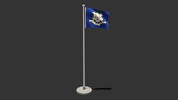 Low poly Seamless Animated Connecticut Flag flag, state, window, flagpole, emblem, loop, seamless, waving, connecticut, united-states-of-america, usa, animation, animated, flagpolebase
