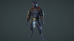 Leopard furry (Afao) cat, muscle, leopard, furry, black