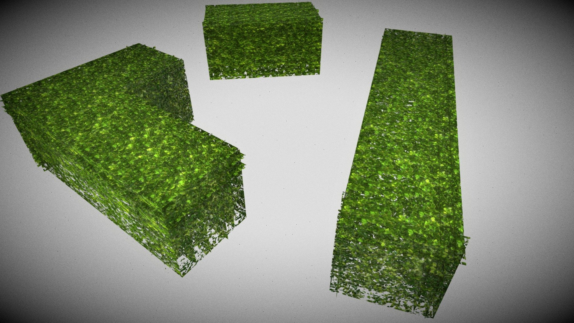 Hello everyone! This is a simple lowpoly green hedge. 

This model included maps 1. BaseColor, AO, Height, Normal map (OpenGL, DirectX), Opacity, Roughness, Metallic. 2K 

1 UV set, 1 texture set, 3 meshes in 1 object 3d model